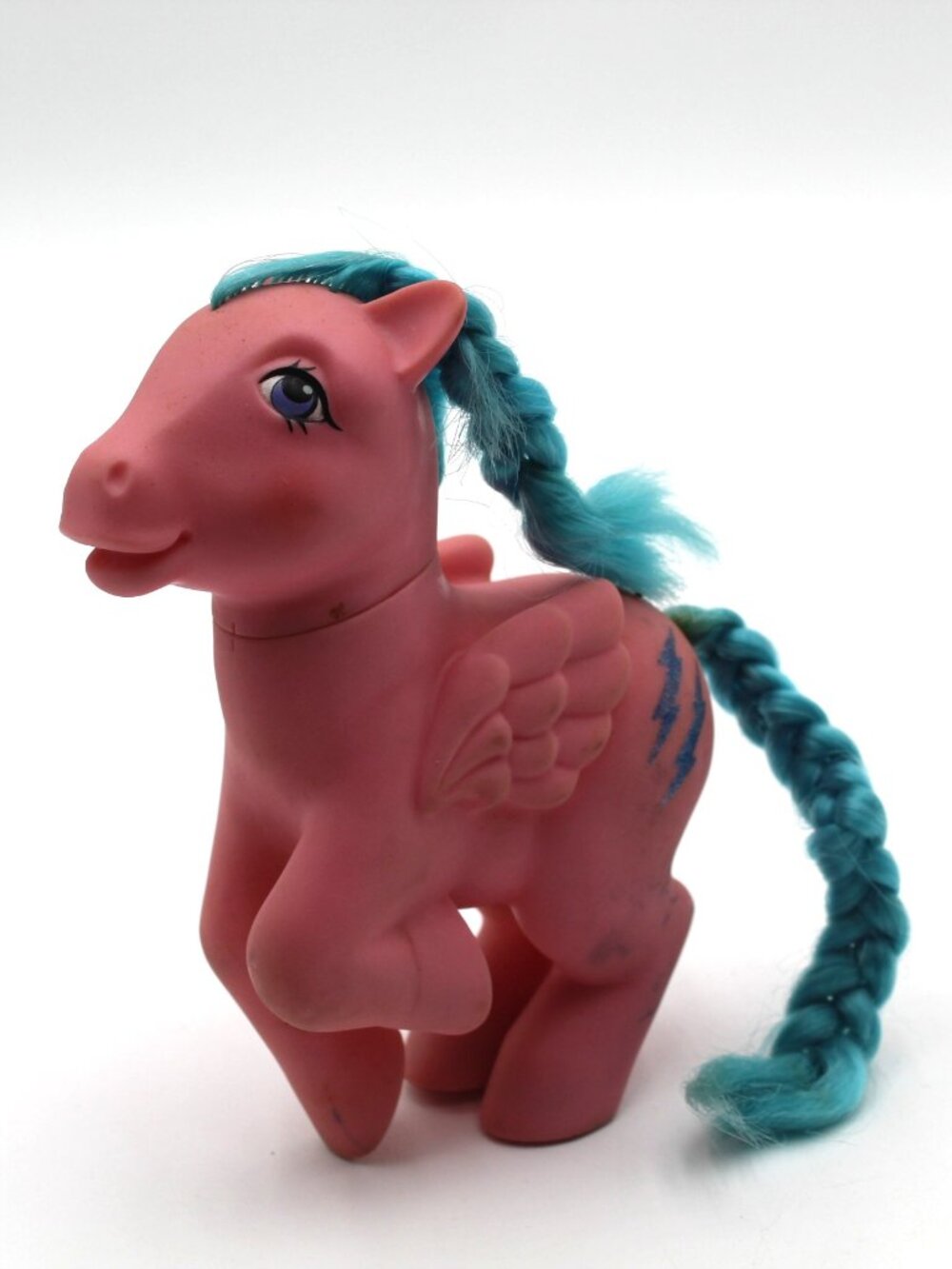 My Little Pony Firefly G1 Pegasus Lightning Bolt Pink Horse Blue Hair Vtg 1983
